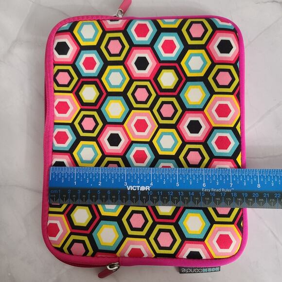Ipad Tablet Case School Dorm Candie Soft Padded Zip Hot Pink Geometric 9½" x 8" - Picture 3 of 11